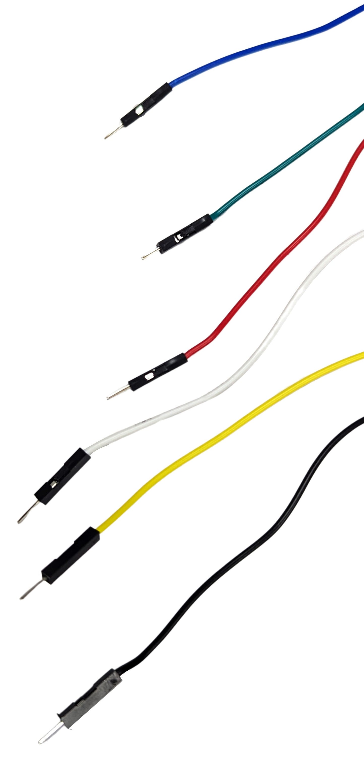 Set of 6 Alligator Clip to Male Jumper Wires, 6 Colors of Green, Red, Black, Yellow, White, Blue Alligator Clip to Dupont Jumpers, 8 Wire Length