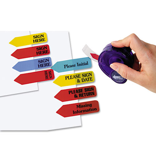 Arrow Message Page Flags In Dispenser, sign Here, Yellow, 120 Flags/pack