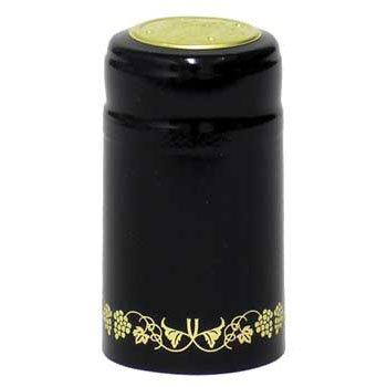 Black with Gold Grapes PVC Shrink Capsules - 62 ct.