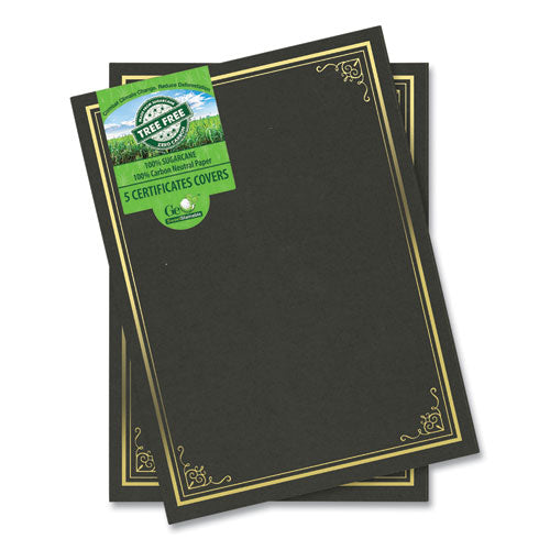 Certificate/document Cover, 9.75 X 12.5, Black With Gold Foil, 5/pack