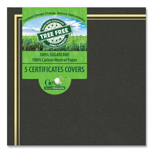 Certificate/document Cover, 9.75 X 12.5, Black With Gold Foil, 5/pack