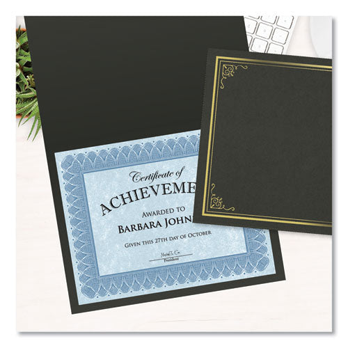 Certificate/document Cover, 9.75 X 12.5, Black With Gold Foil, 5/pack