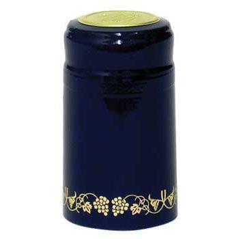 Blue with Gold Grapes PVC Shrink Capsules - 62 ct.